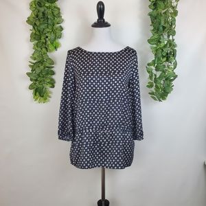 Ann Taylor polka dot evil eye peplum blouse